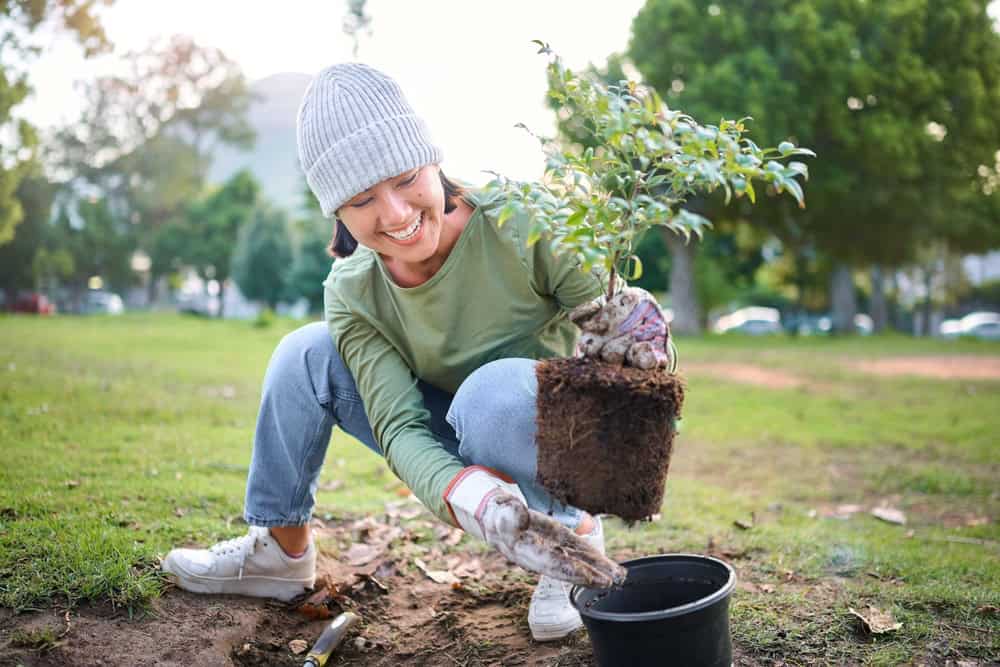 Women with plant in Suffolk County, NY.